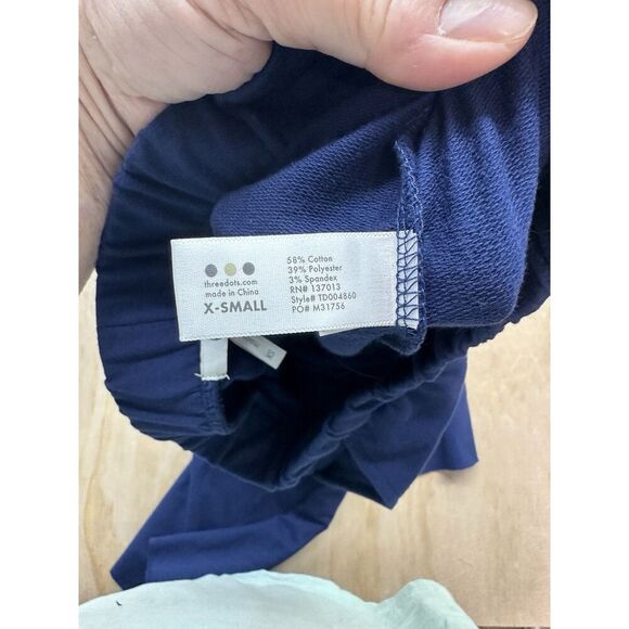 NWT Three Dots Navy Blue Stretchy Wide Leg Pull On Pockets Size XS Ankle Cropped - Picture 5 of 5